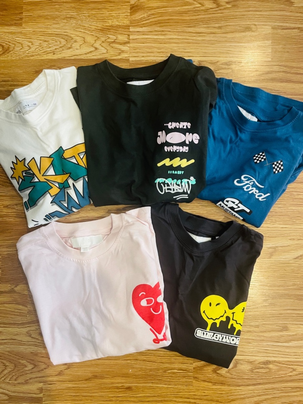 Zara Kids Tee Lot - Black, White, Blue, Pink